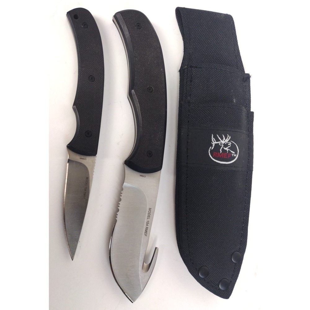 RMEF Browning Model 154 Hunting Knife Set With Sheath Includes 2 Knives NWOB